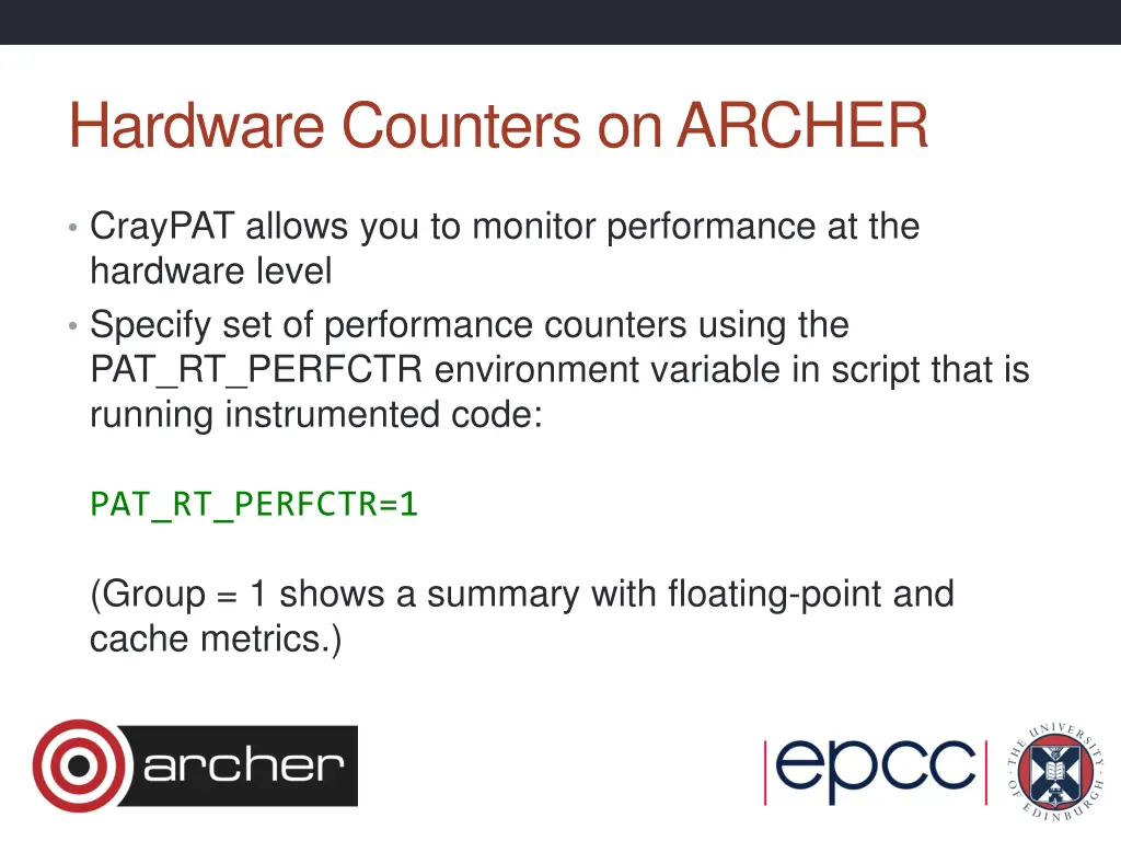 hardware counters on archer
