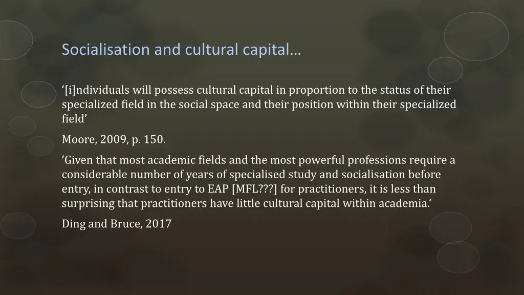 socialisation and cultural capital
