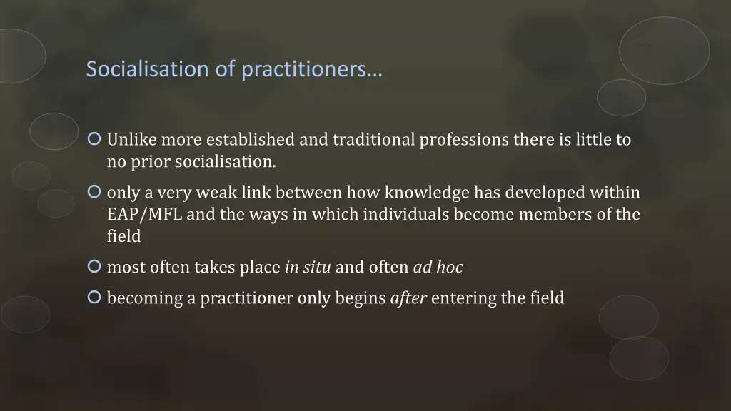 socialisation of practitioners 1