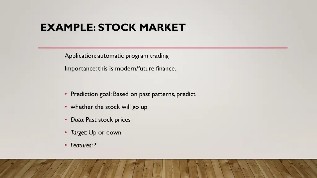 example stock market