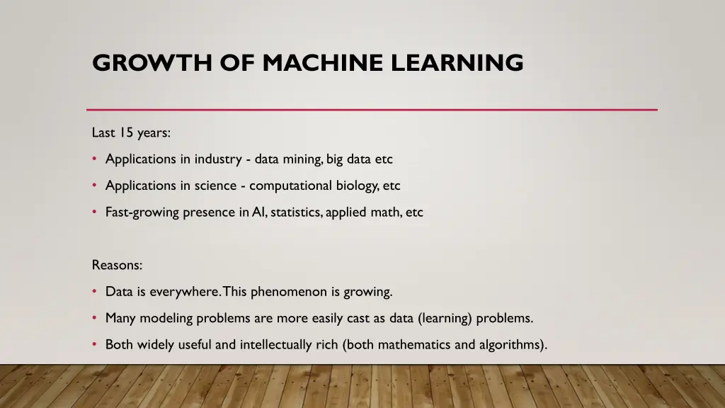 growth of machine learning
