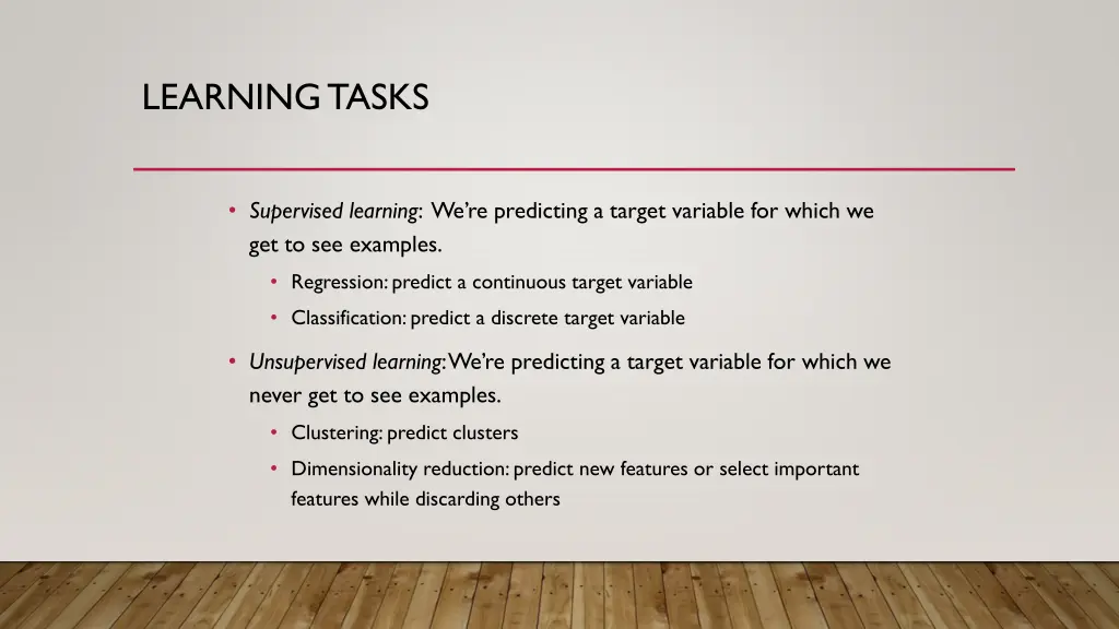 learning tasks