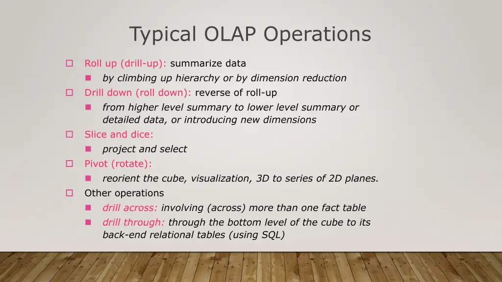 typical olap operations