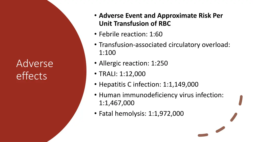 adverse event and approximate risk per unit