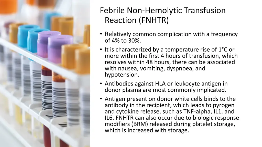febrile non hemolytic transfusion reaction fnhtr