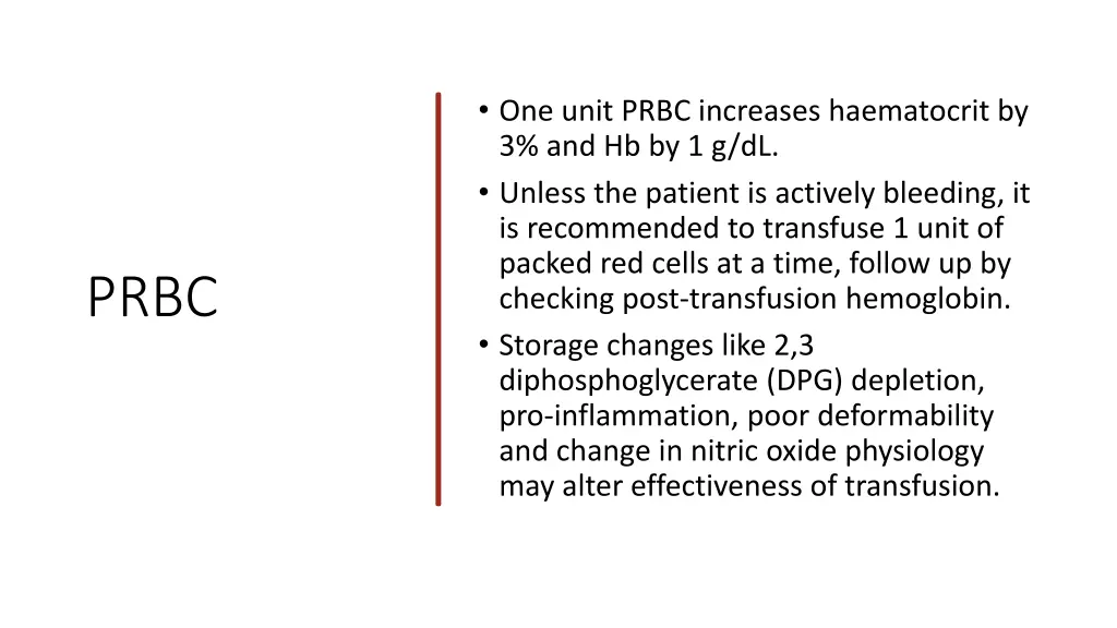 one unit prbc increases haematocrit