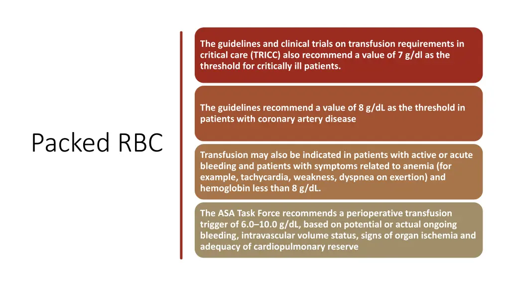 the guidelines and clinical trials on transfusion
