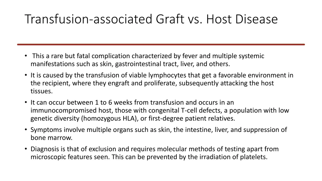 transfusion associated graft vs host disease