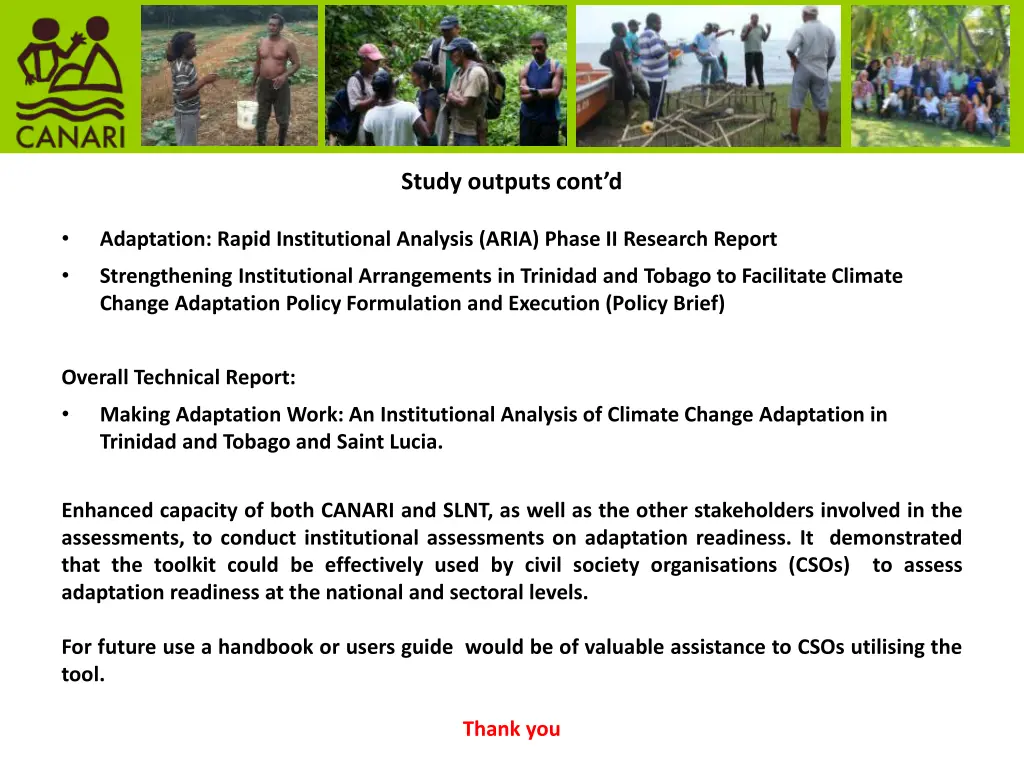 study outputs cont d