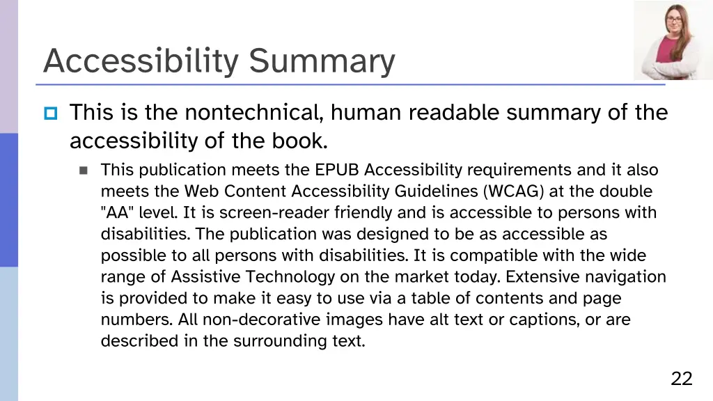 accessibility summary