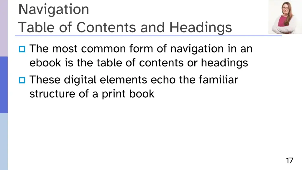 navigation table of contents and headings