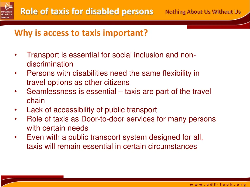 role of taxis for disabled persons