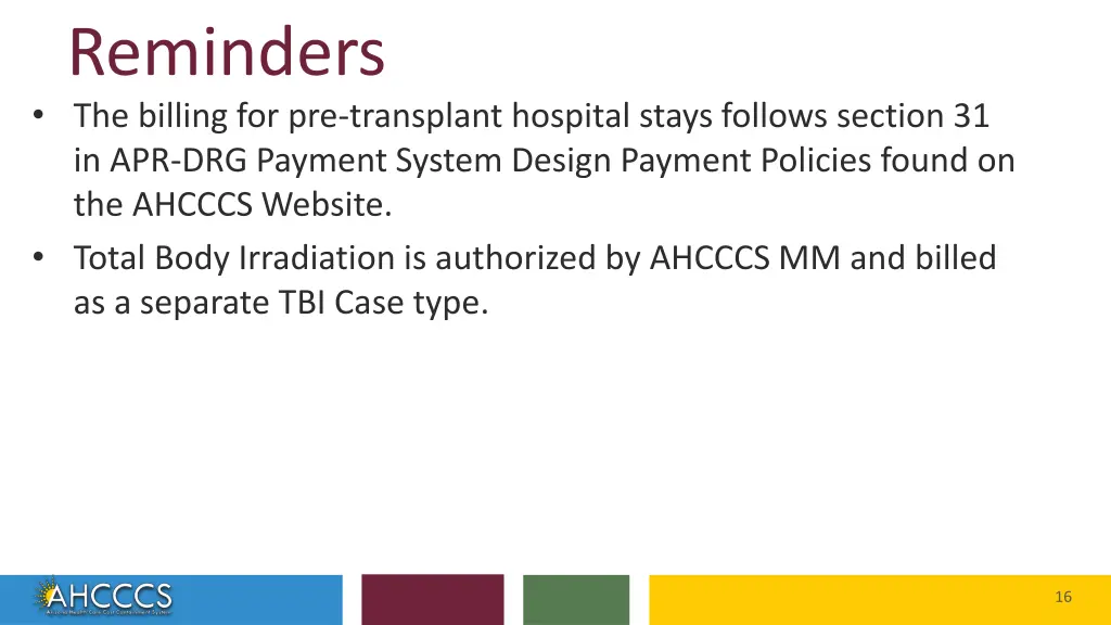 reminders the billing for pre transplant hospital