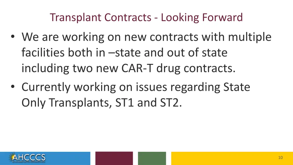 transplant contracts looking forward