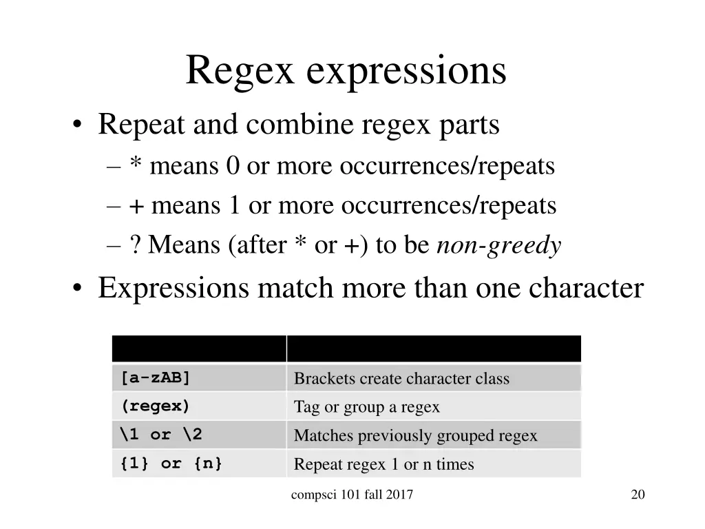 regex expressions repeat and combine regex parts