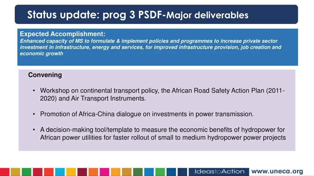 status update prog 3 psdf major deliverables 2