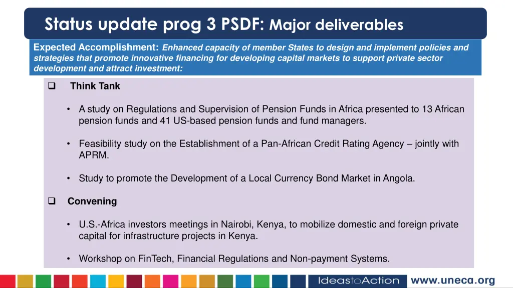 status update prog 3 psdf major deliverables