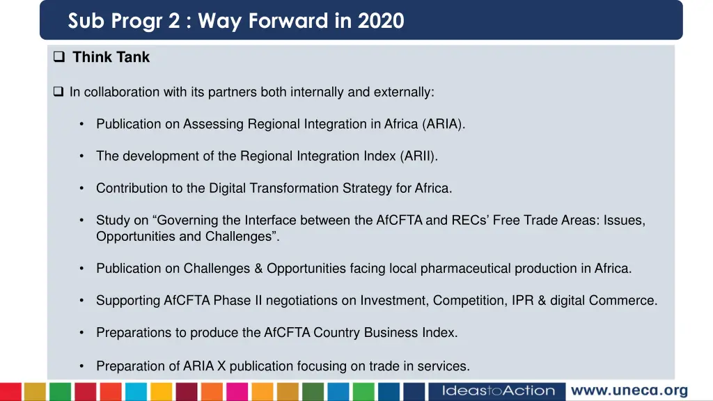 sub progr 2 way forward in 2020