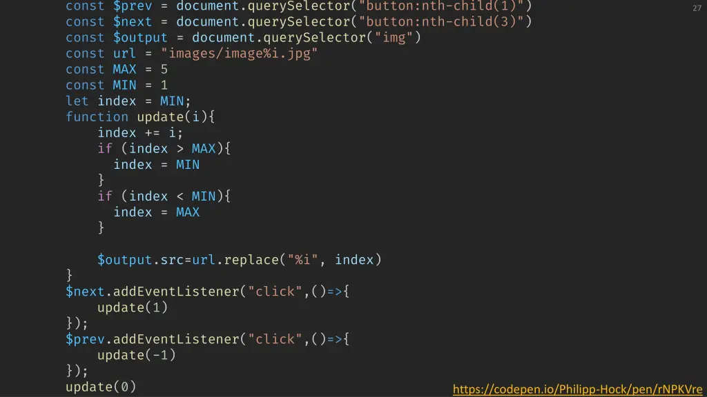 const prev document queryselector button
