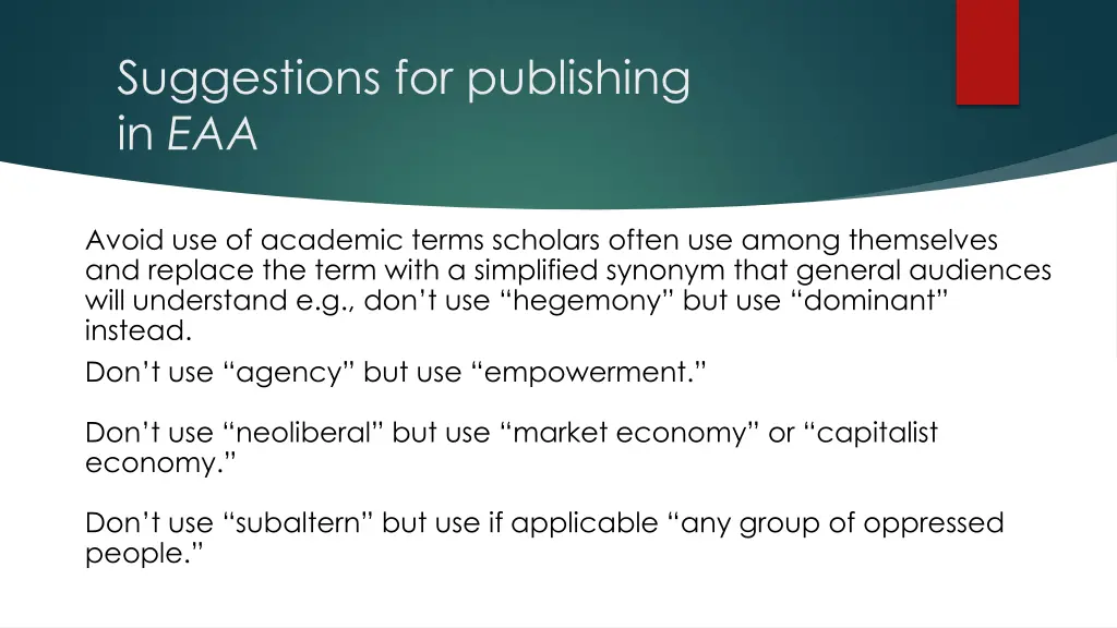 suggestions for publishing in eaa 10