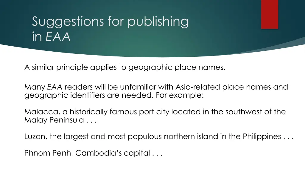 suggestions for publishing in eaa 11