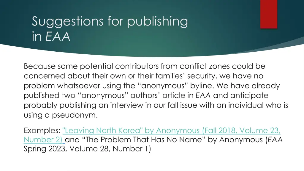 suggestions for publishing in eaa 15