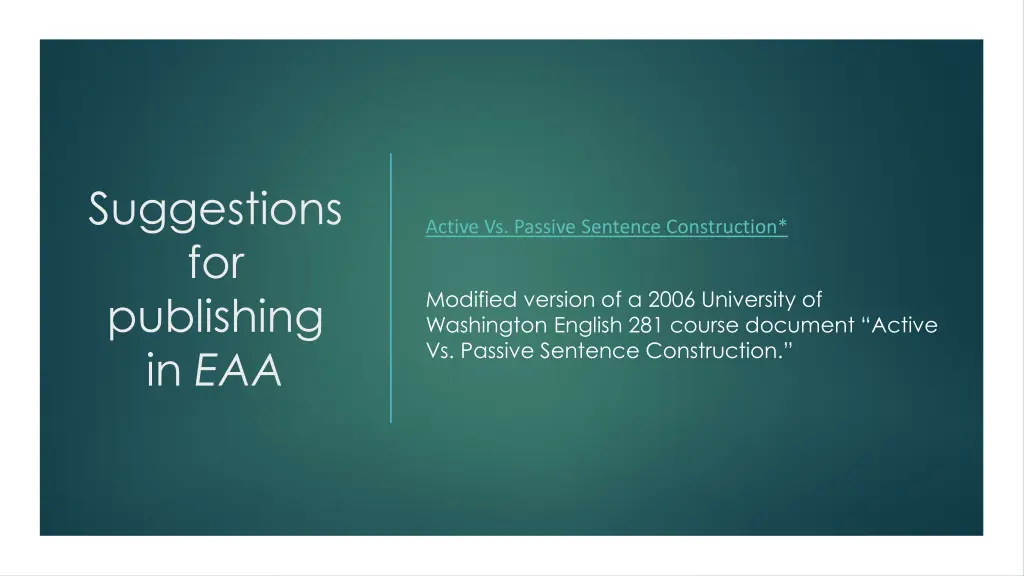suggestions for publishing in eaa 2