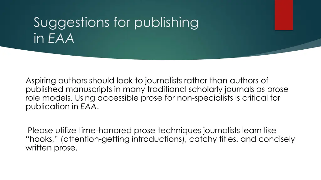 suggestions for publishing in eaa 8