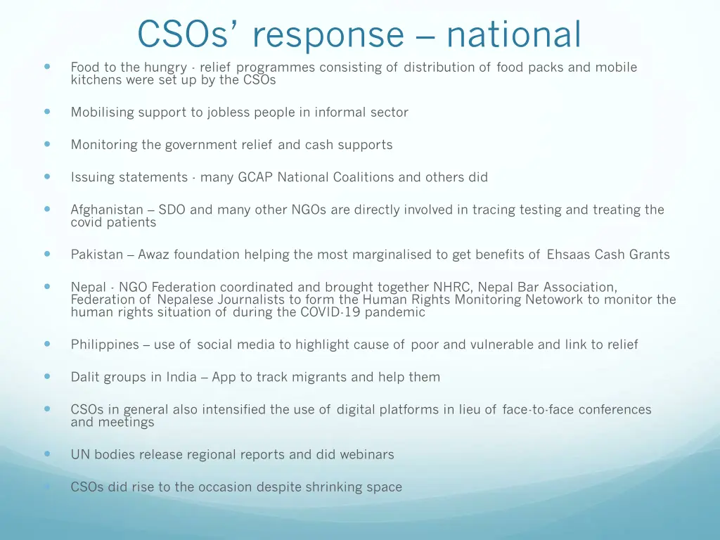 csos response national food to the hungry relief