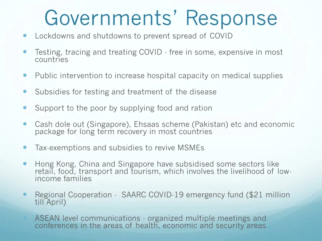 governments response lockdowns and shutdowns