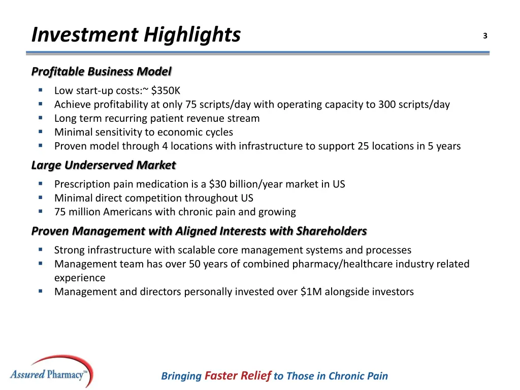 investment highlights