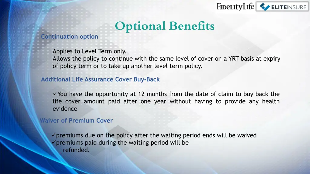 optional benefits