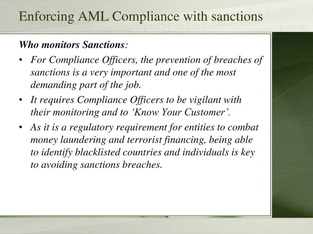enforcing aml compliance with sanctions 1