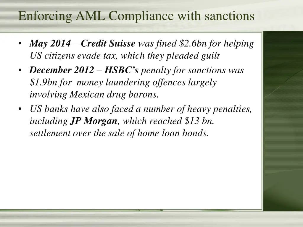 enforcing aml compliance with sanctions 10