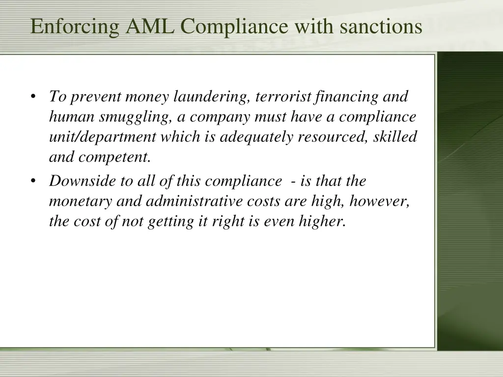 enforcing aml compliance with sanctions 11