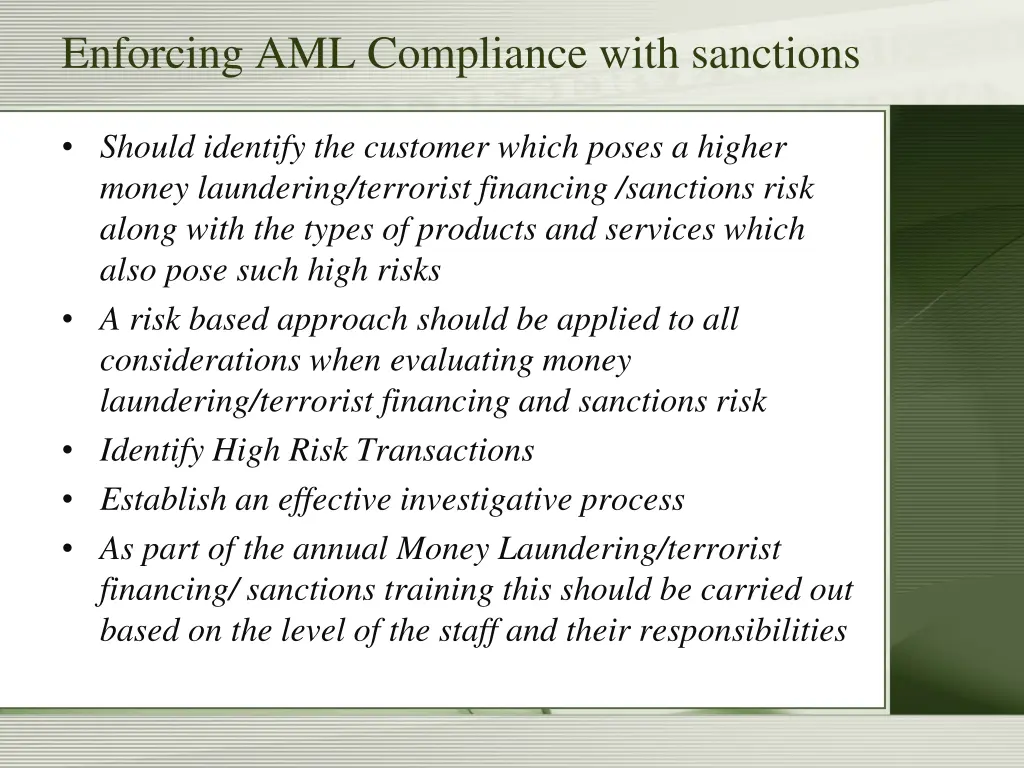 enforcing aml compliance with sanctions 14