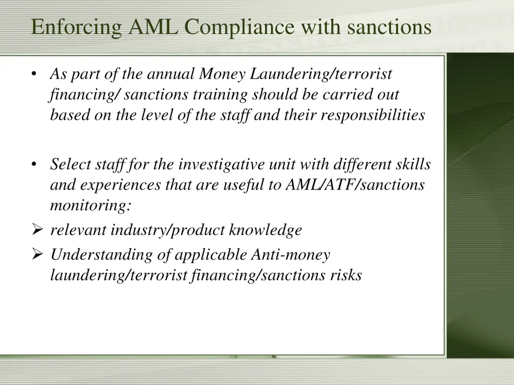 enforcing aml compliance with sanctions 15