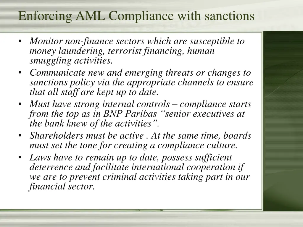enforcing aml compliance with sanctions 16