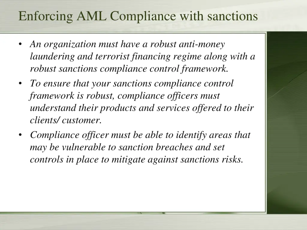 enforcing aml compliance with sanctions 2