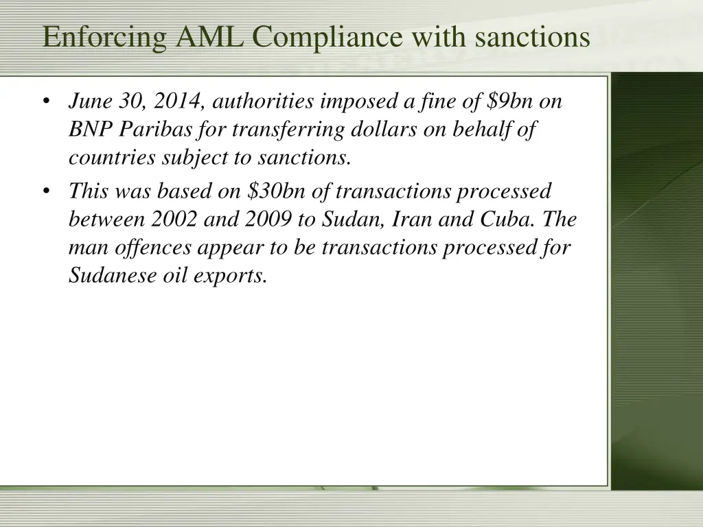 enforcing aml compliance with sanctions 9
