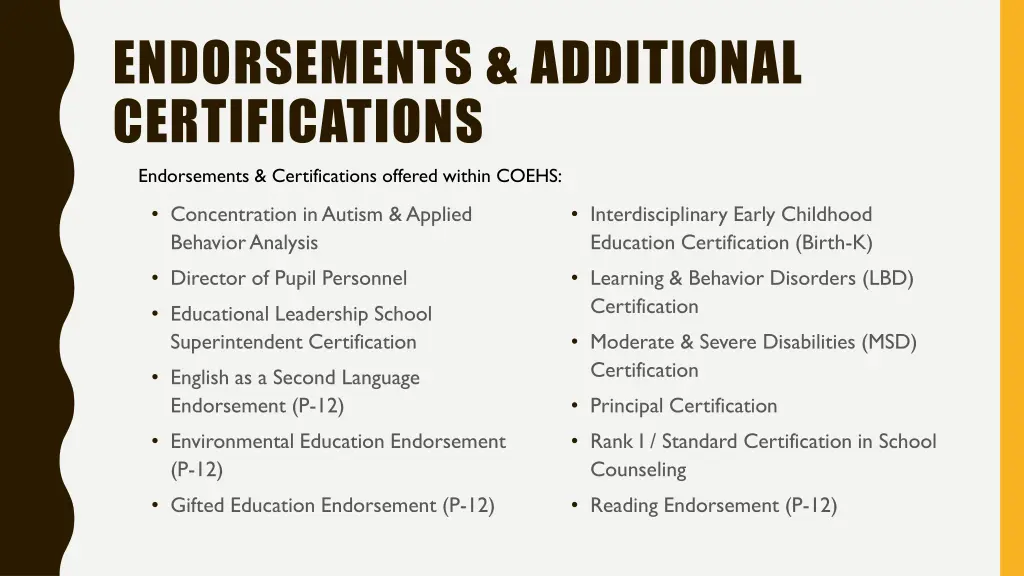 endorsements additional certifications