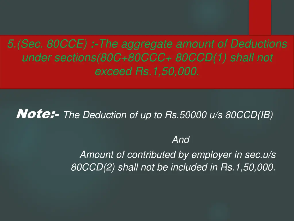 5 sec 80cce the aggregate amount of deductions