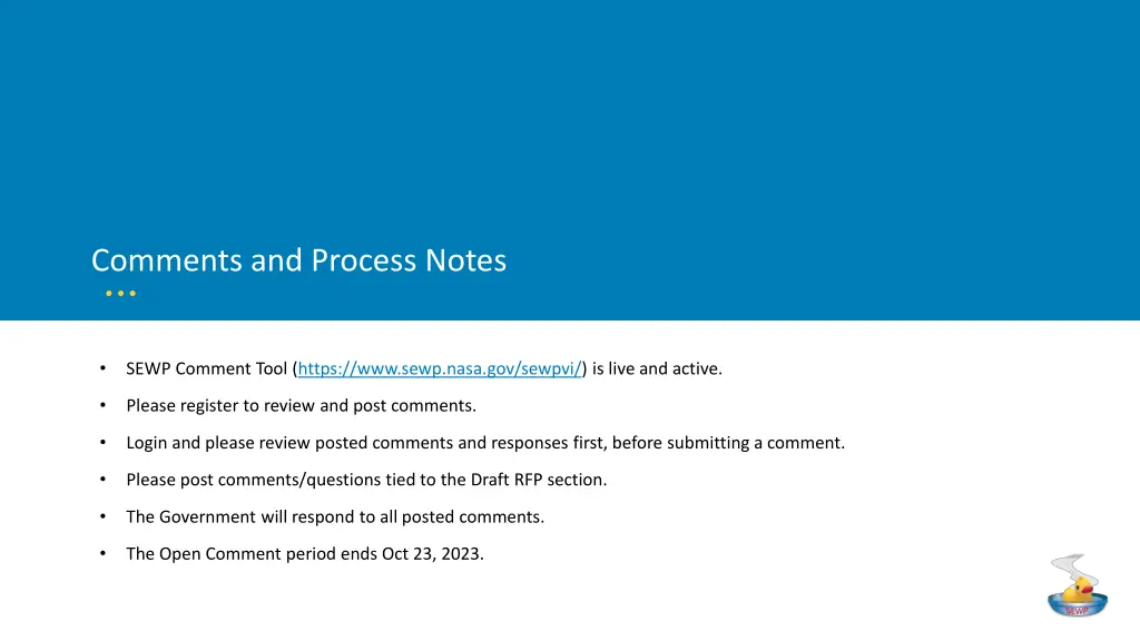 comments and process notes