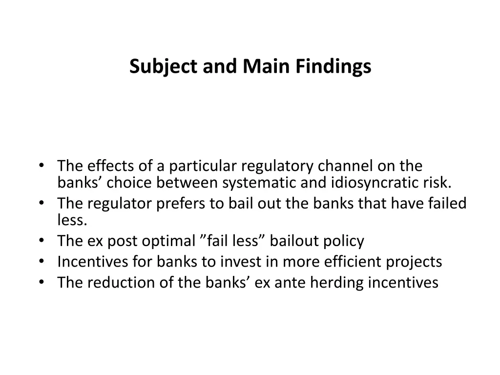subject and main findings