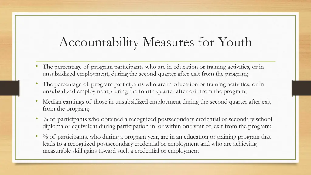 accountability measures for youth
