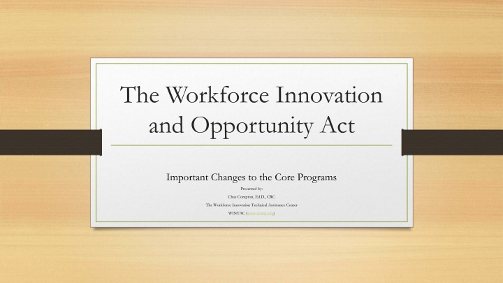 the workforce innovation and opportunity act