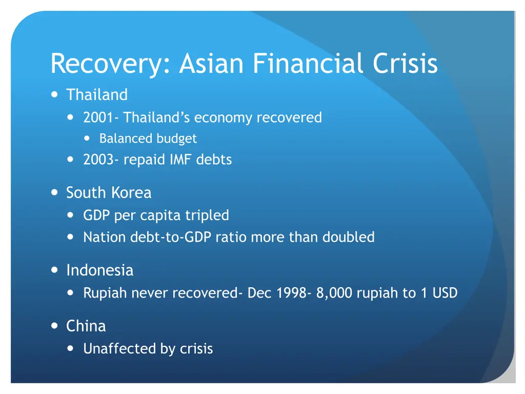 recovery asian financial crisis thailand 2001
