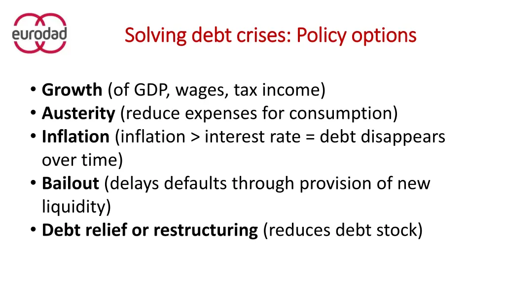 solving debt crises policy options solving debt
