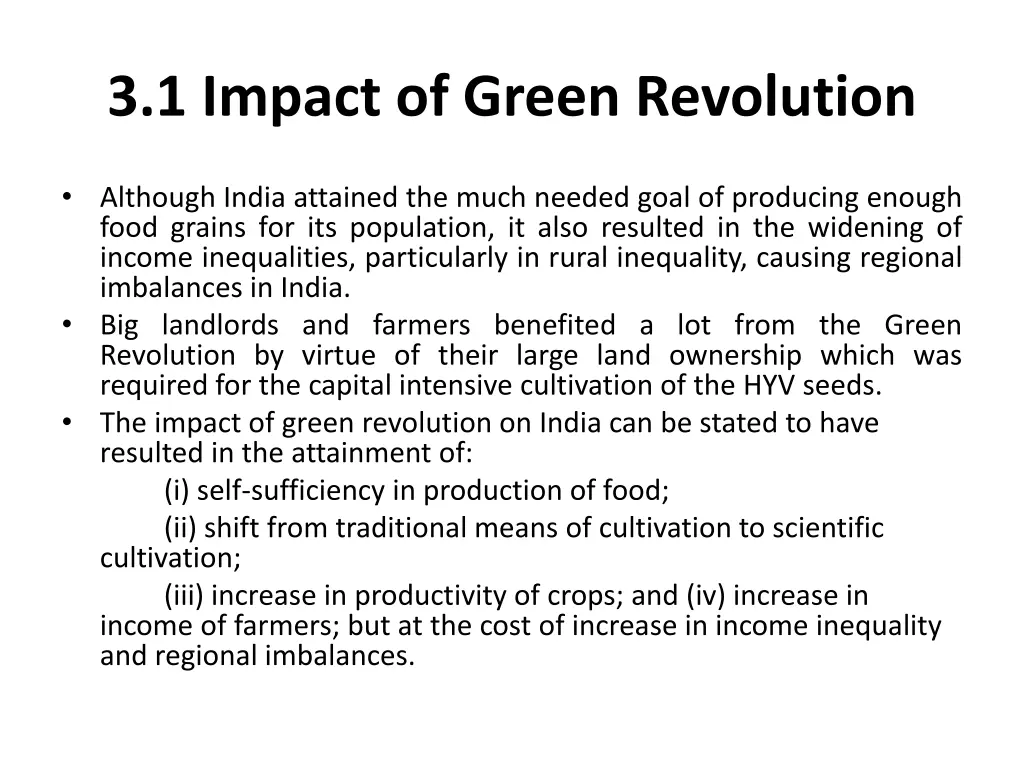 3 1 impact of green revolution