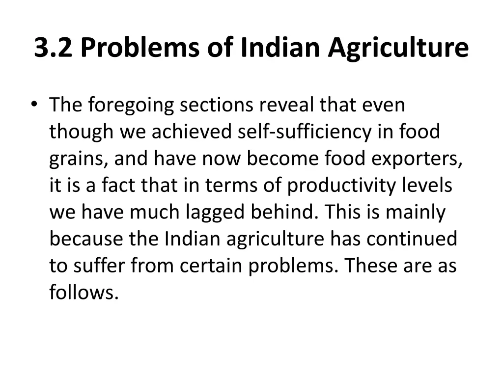 3 2 problems of indian agriculture